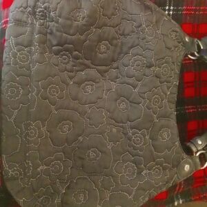 THIRTY-ONE Handbag Quilted Poppy Floral Black Purse Large Bag 3-Compartment